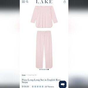 Lake Pajamas Pima Long-Long Set in English Rose Stripe Sz S